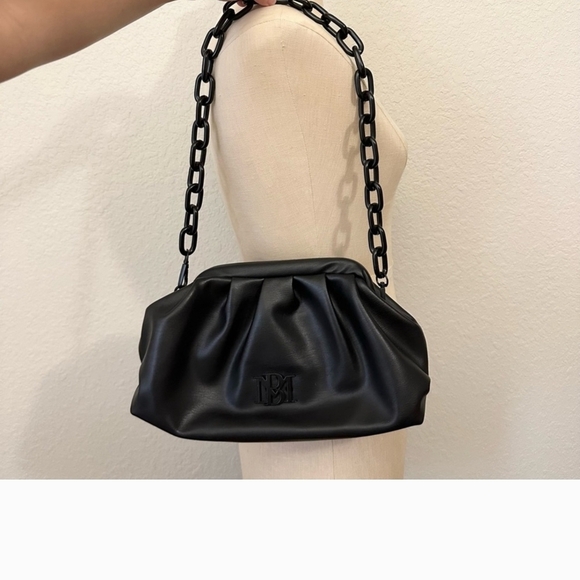 BADGLEY MISCHKA Black Chain Shoulder & Clutch Bag VEGAN Leather Cruelty Free - Picture 1 of 16